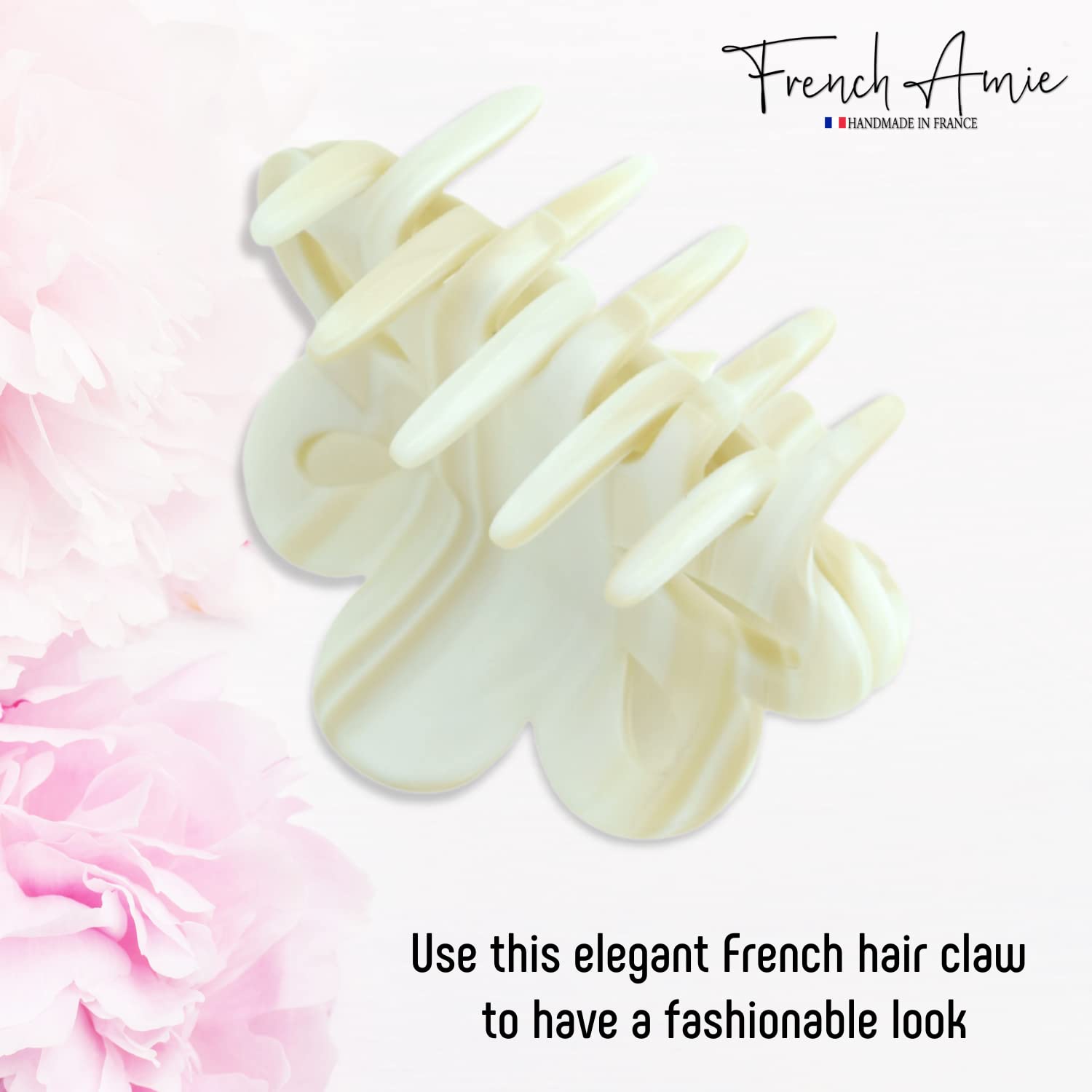 French Amie Flower Small 2 1/4"Handmade Cellulose Covered Spring Hair Claw Clips