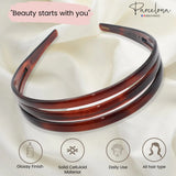 Parcelona French Triple Row 1 1/4" Wide Shell Brown Celluloid Acetate Headband