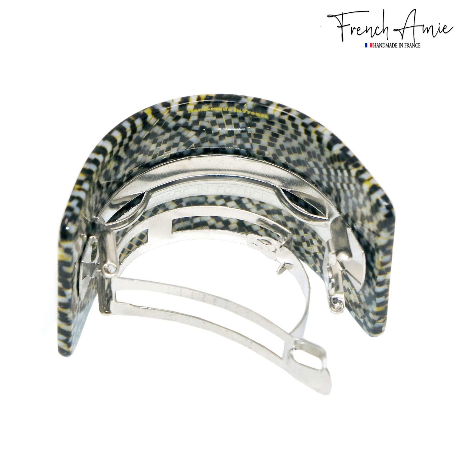 French Amie Half Circle 2 1/4" Medium Opera Curved Handmade Cellulose Hair Clip