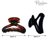 Parcelona French Flat Cutout Black N Shell Medium Set Of 2 Celluloid Hair Claws