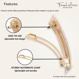 French Amie Medium Fine Wide Rectangular Handmade Automatic Hair Barrette Clip