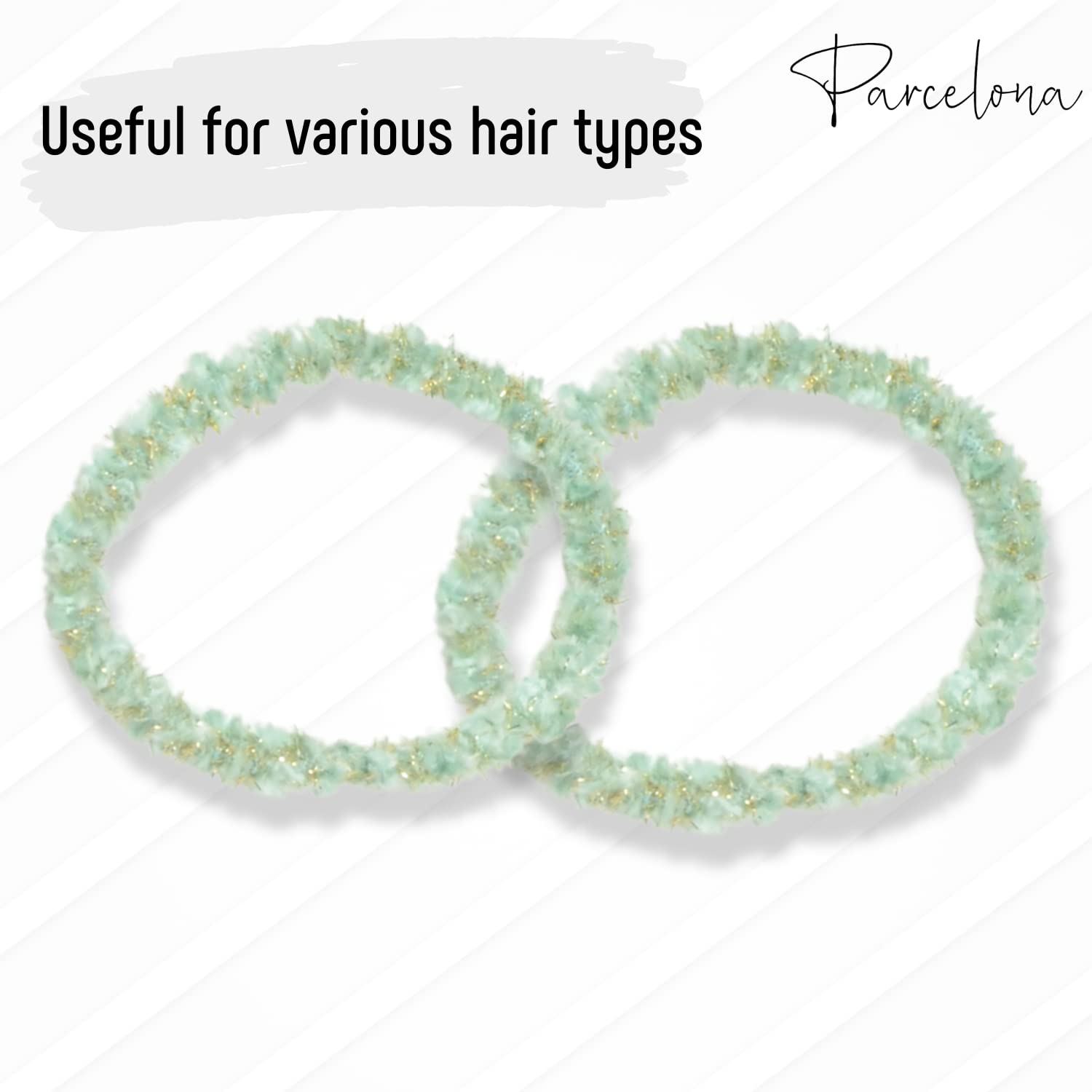 Parcelona Flexible Set of 4 Chenille Ponytail Holder Elastic Hair Ties