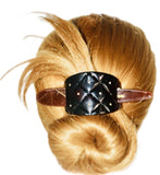 Parcelona French Royal Arch Crystals Shell Hair Slide Pin Thru Ponytail Holder B