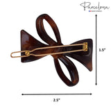 Parcelona French Bow Brown Matte Finish Small Side Slide In Hair Clip Barrette