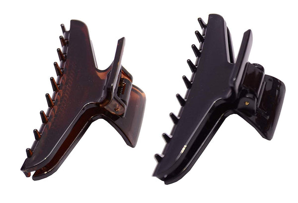Parcelona French PINCH Medium Set of 2 Tortoise Shell Black Jaw Hair Claw Clip
