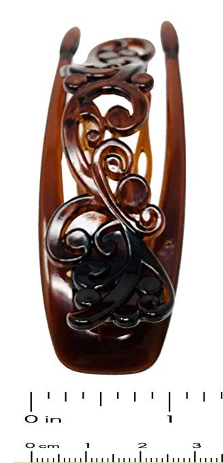 Parcelona French Floral Shell N Black Side Slide Beak Hair Claw Clip- Set of 2
