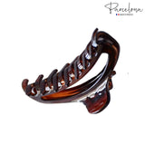 Parcelona French Slim Small Shell Celluloid Jaw Hair Claw Clip for Women
