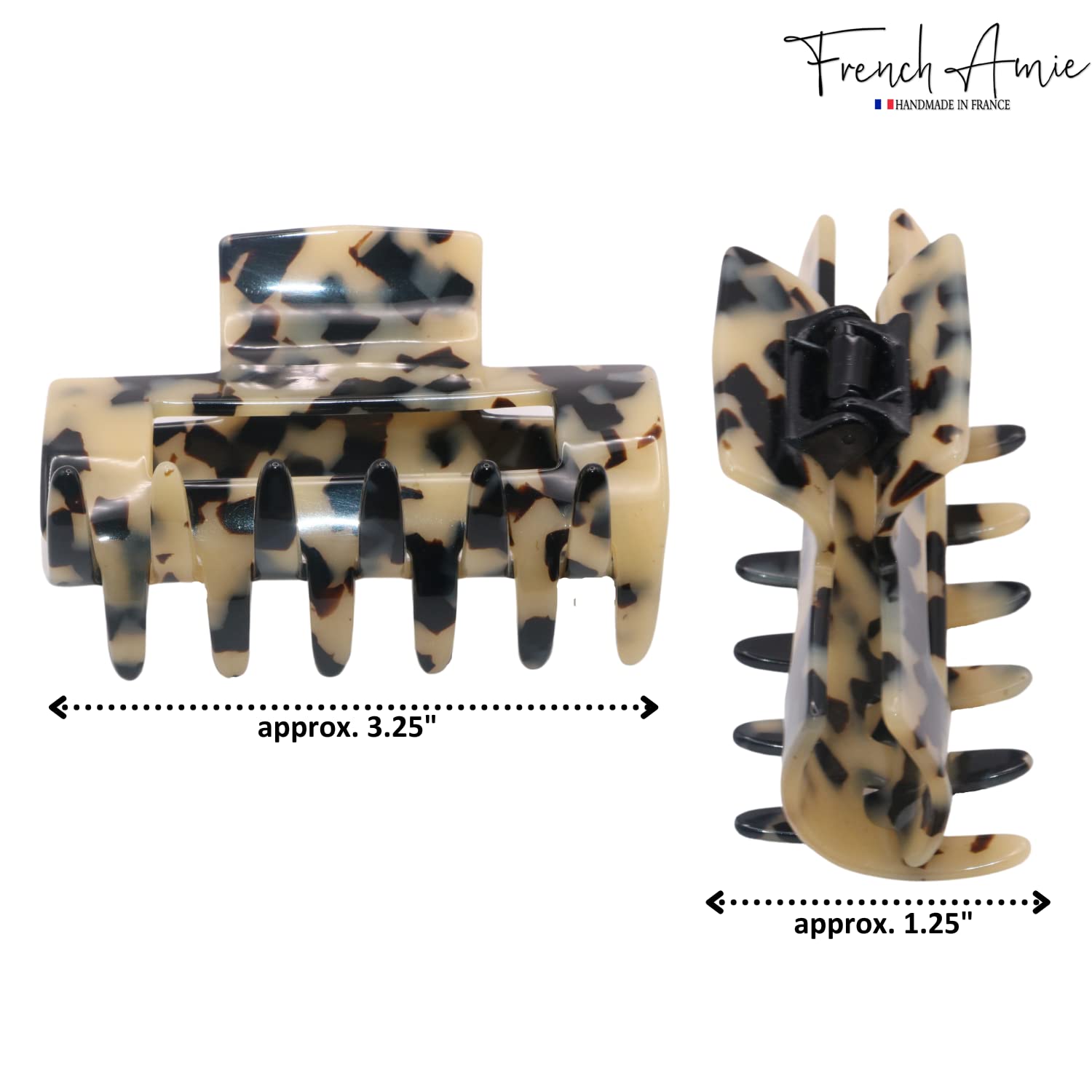 French Amie Geo Medium 3 1/4" Cellulose Acetate Handmade Jaw Hair Claw Clip Women