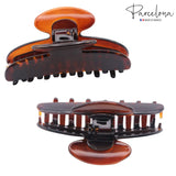 Parcelona French Glossy Oval Medium 3.5" Celluloid No Slip Hair Claw for Women