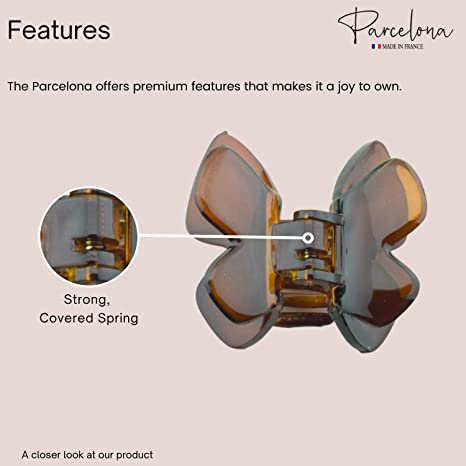 Parcelona French Butterfly Tortoise Shell Small Set of 2 Cellulose Hair Claws