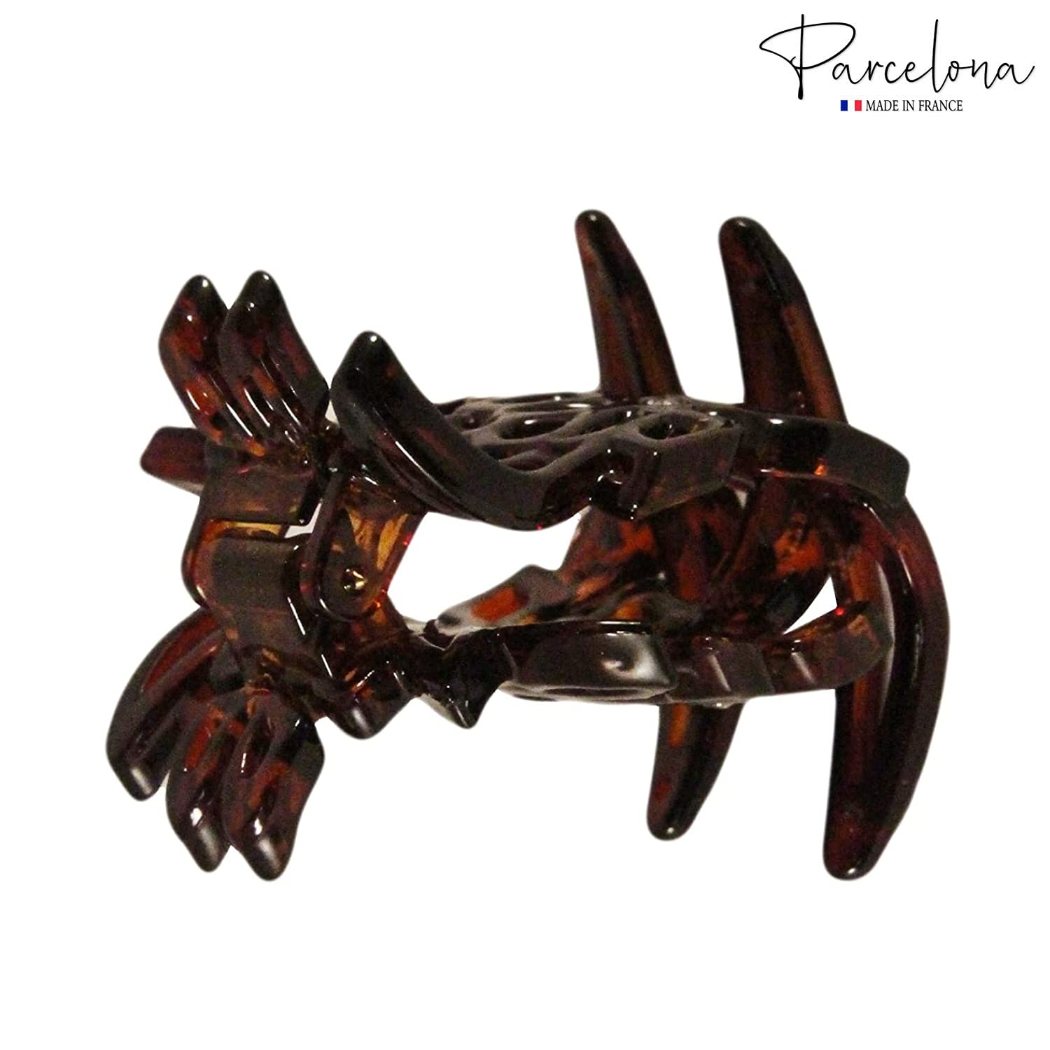 Parcelona French Tri Flower Cellulose with Crystals Hair Claw Clip