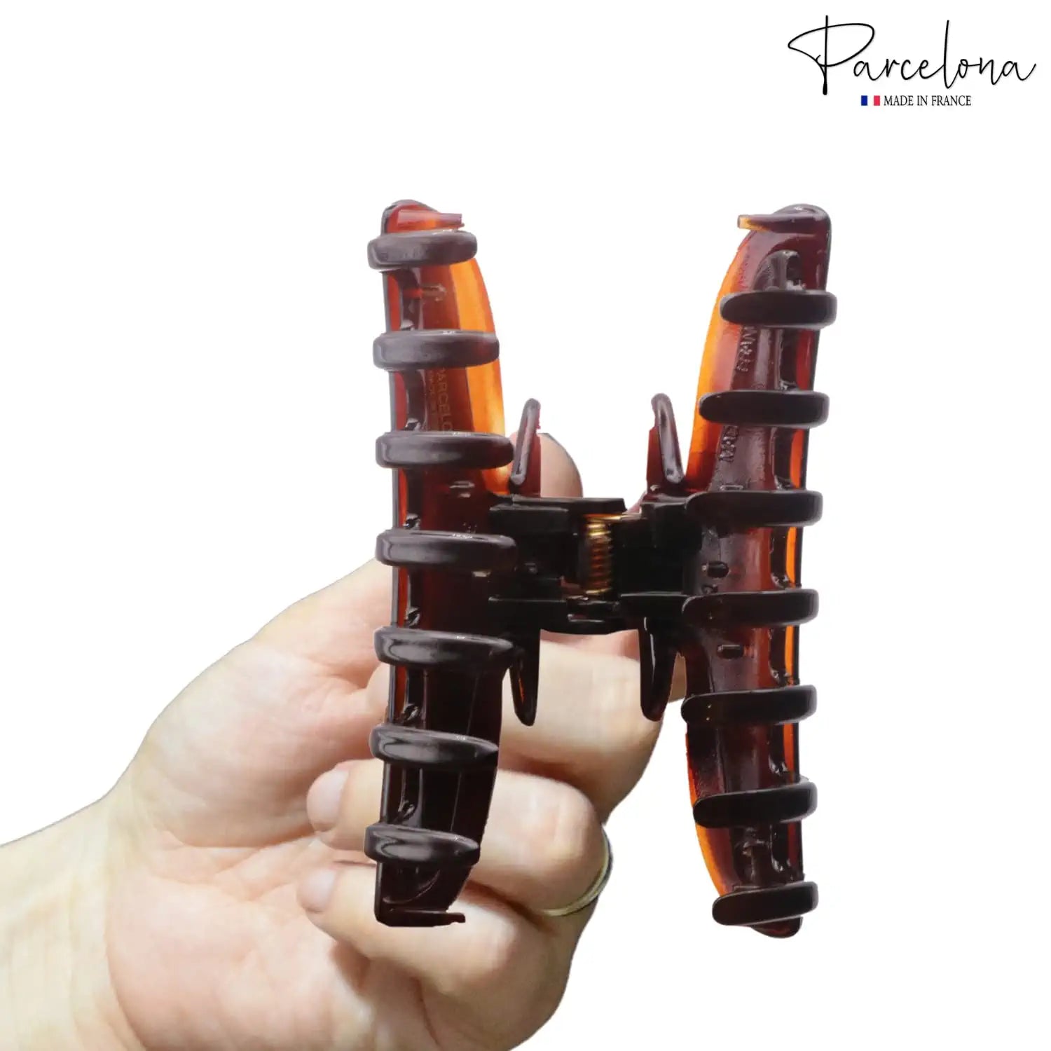 Parcelona French Glossy Oval Medium 3.5" Cellulose No Slip Hair Claw for Women