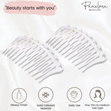 Parcelona French Swirl Savana Small Celluloid Set of 2 Side Hair Combs for Women