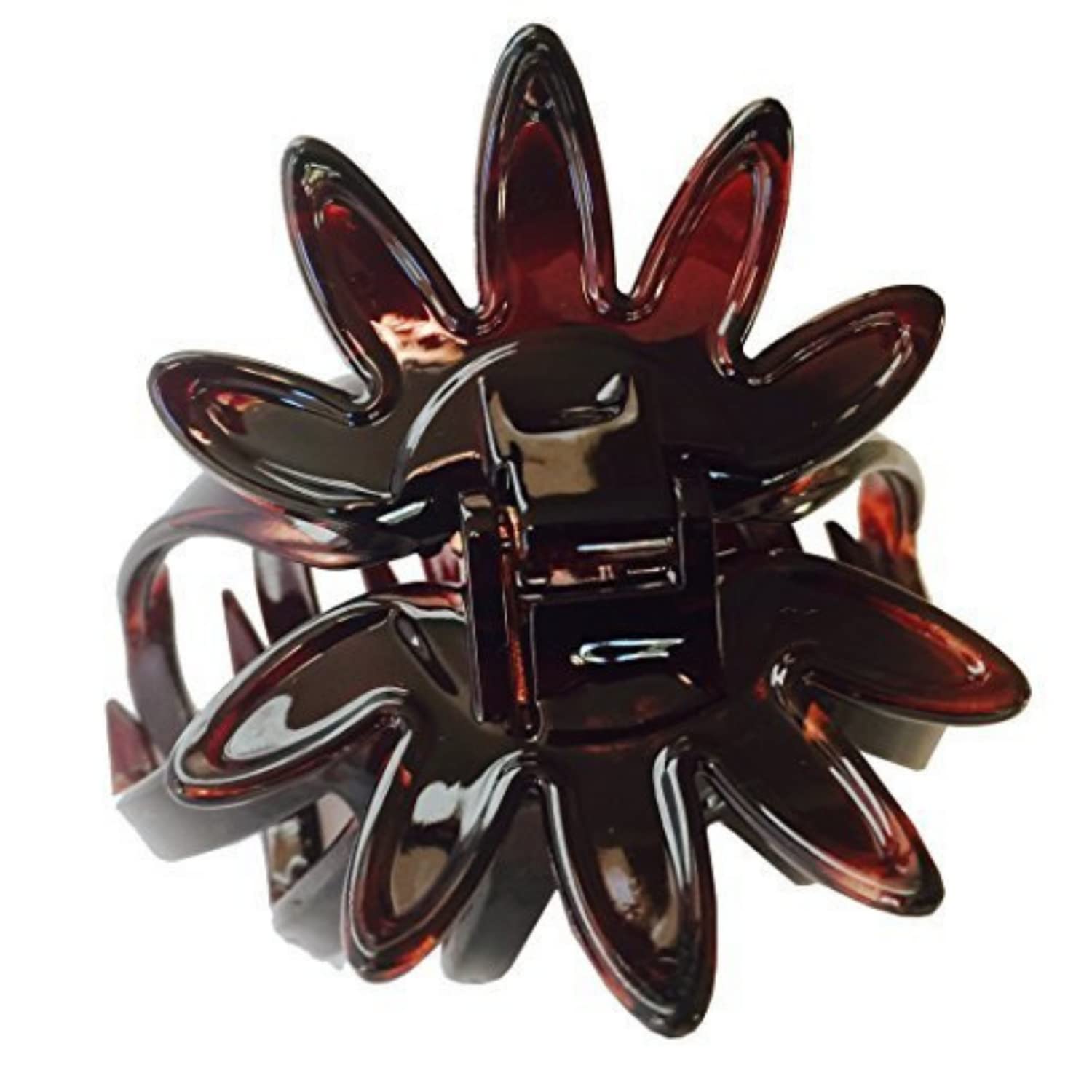 Parcelona France Flower Wide Shell Covered Spring Cellulose Hair Claw Clip