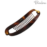 Parcelona French Curved Shell Medium Celluloid Ponytail Holder Banana Hair Clip