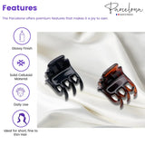 Parcelona French Glossy Square Very Small Celluloid Hair Claws for Women 2Pcs