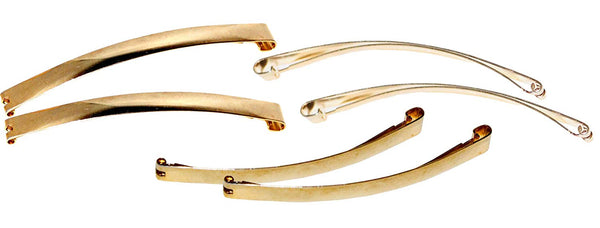 Parcelona French Fine Curve Golden Set of 6 Metal Side Slide Hair Clip Barrettes