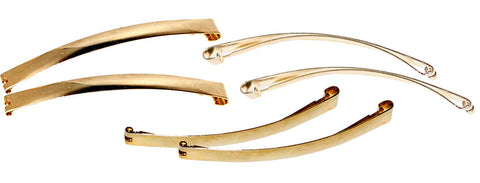 Parcelona French Fine Curve Golden Celluloid Hair Barrettes for Women(6 Pcs)