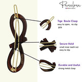 Parcelona French Ribbon Knot Infinity Small Celluloid Hair Barrettes for Women