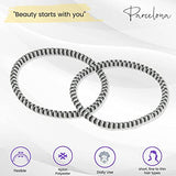 Parcelona Thin Stripes Set of 4 Ponytail Holder Elastic Hair Ties  for Women