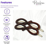 Parcelona French Ribbon Knot Infinity Small Celluloid Hair Barrettes for Women