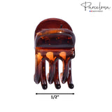 Parcelona French Classic Round Brown Clear n Black Mini 1/2” Hair Claws 6pcs