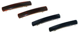 Parcelona French Fine Bar Shell and Black Small Hair Clip Barrettes Set of 4