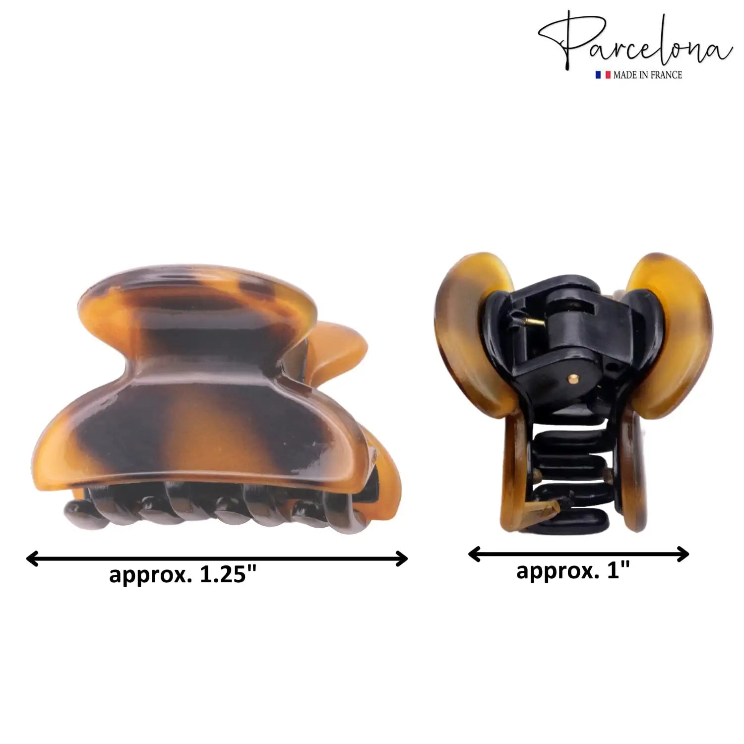 Parcelona French Glossy Oval Very Small 1.25" Cellulose Hair Claws Set of 2