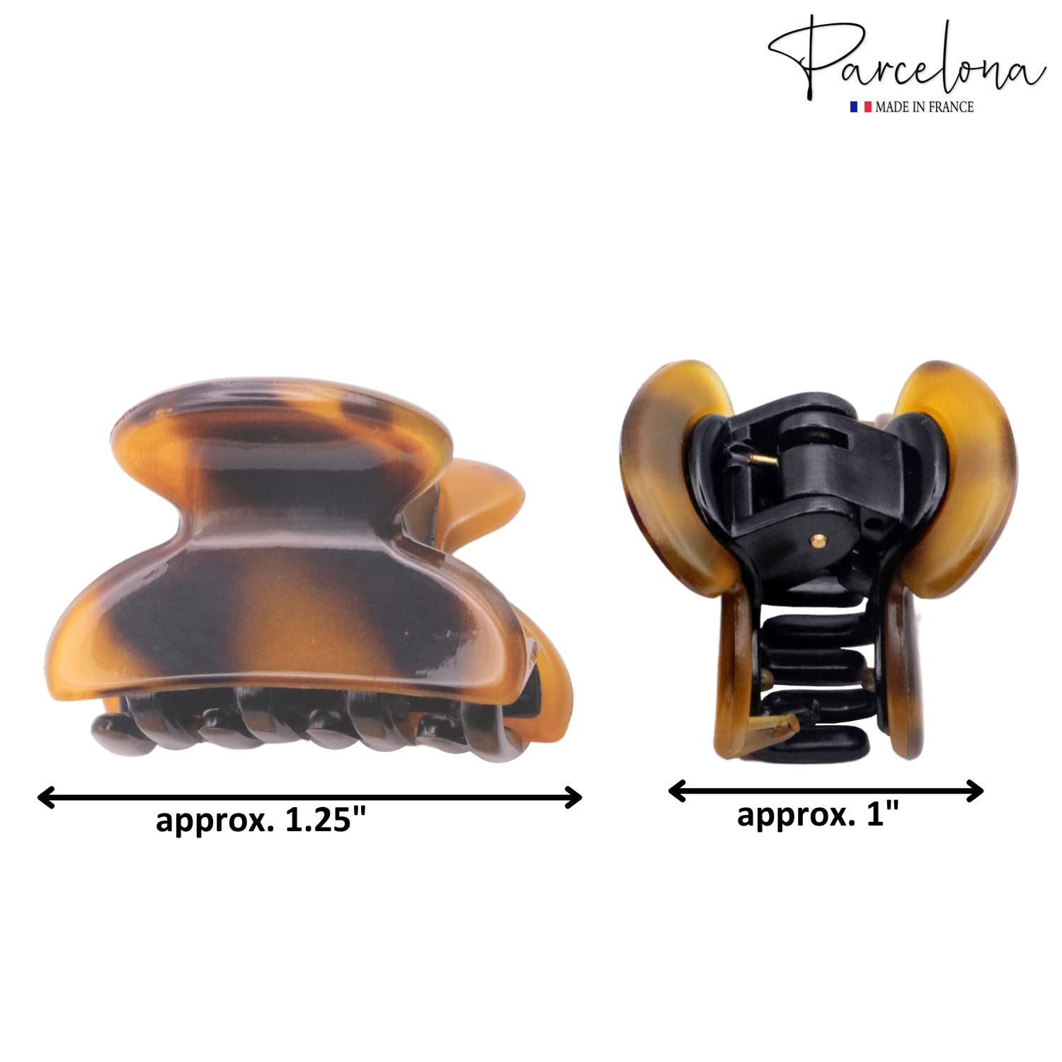 Parcelona French Glossy Oval Very Small 1.25" Cellulose Hair Claws Set of 2