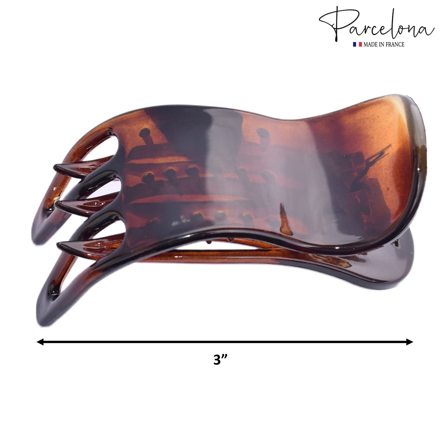 Parcelona French Simply Bear Paw Medium 3” Cellulose Hair Claw Clip for Women