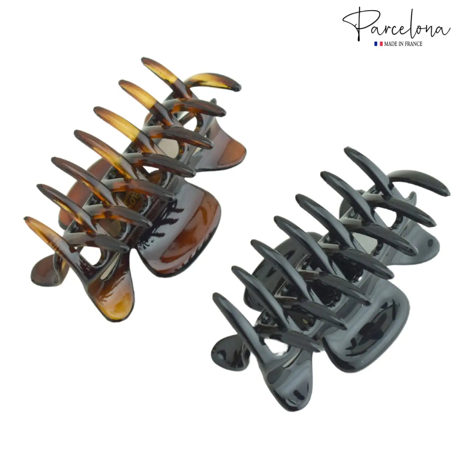 Parcelona French Classic Small 2.5" Celluloid Set of 2 Jaw Hair Claws for Women