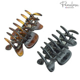 Parcelona French Classic Small 2.5" Celluloid Set of 2 Jaw Hair Claws for Women
