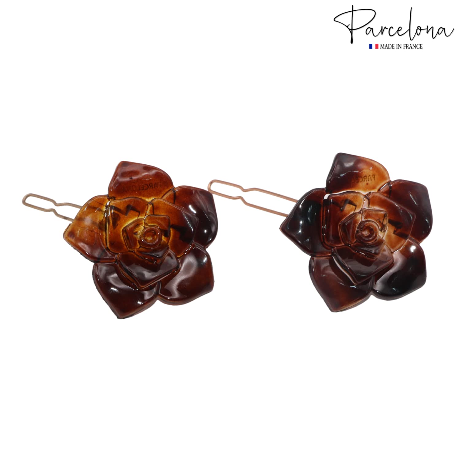 Parcelona French Flower Small 1.5" Cellulose Side Slide Snap Barrettes for Women