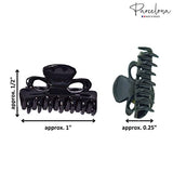Parcelona French Petite Very Small 1" Set of 3 Hair Claws (Black-Shell-Clear)