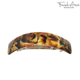 French Amie Curved Amber Brown Large Handmade Celluloid Hair Clip Barrette