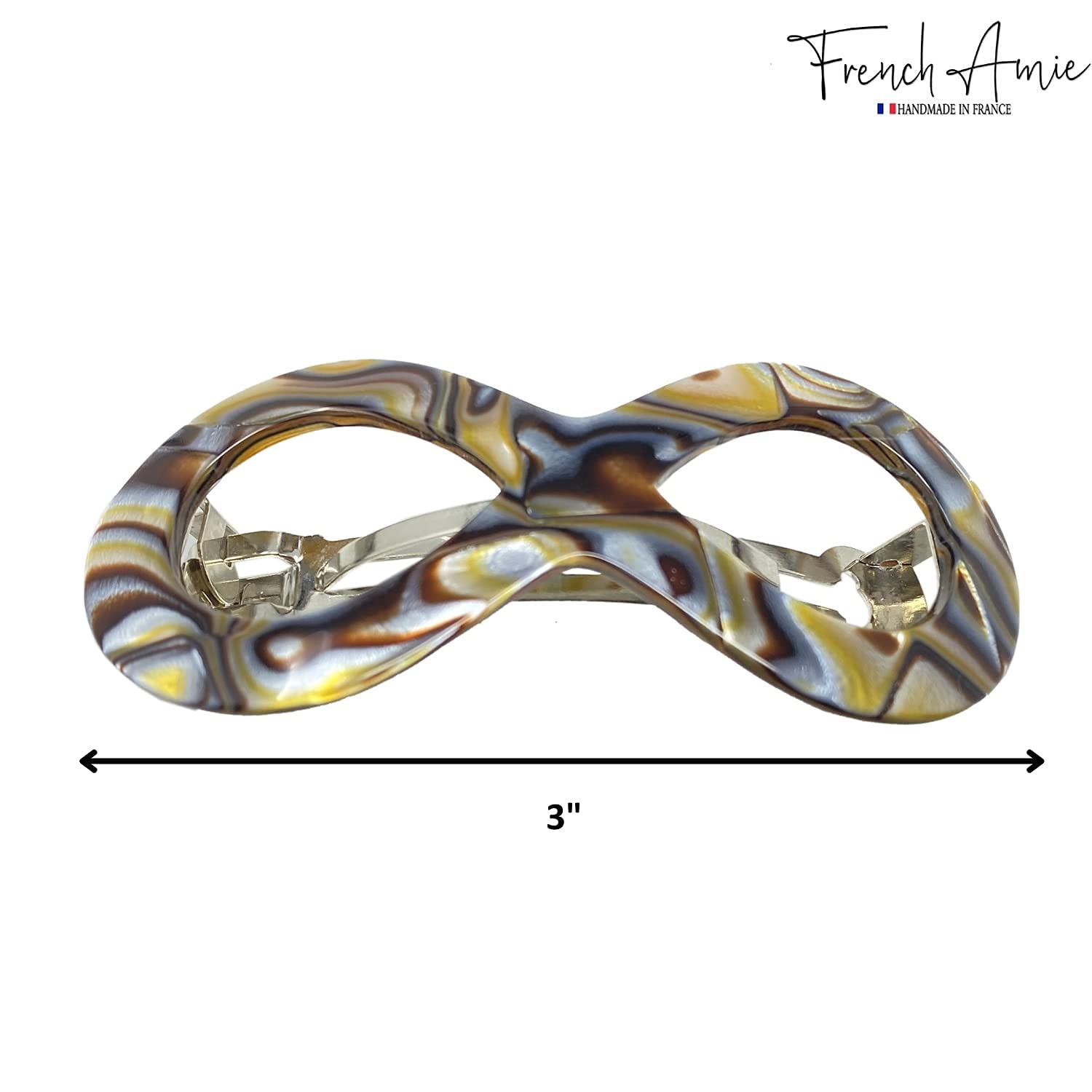 French Amie Infinity Loop 3” Cellulose Handmade Automatic Hair Barrette