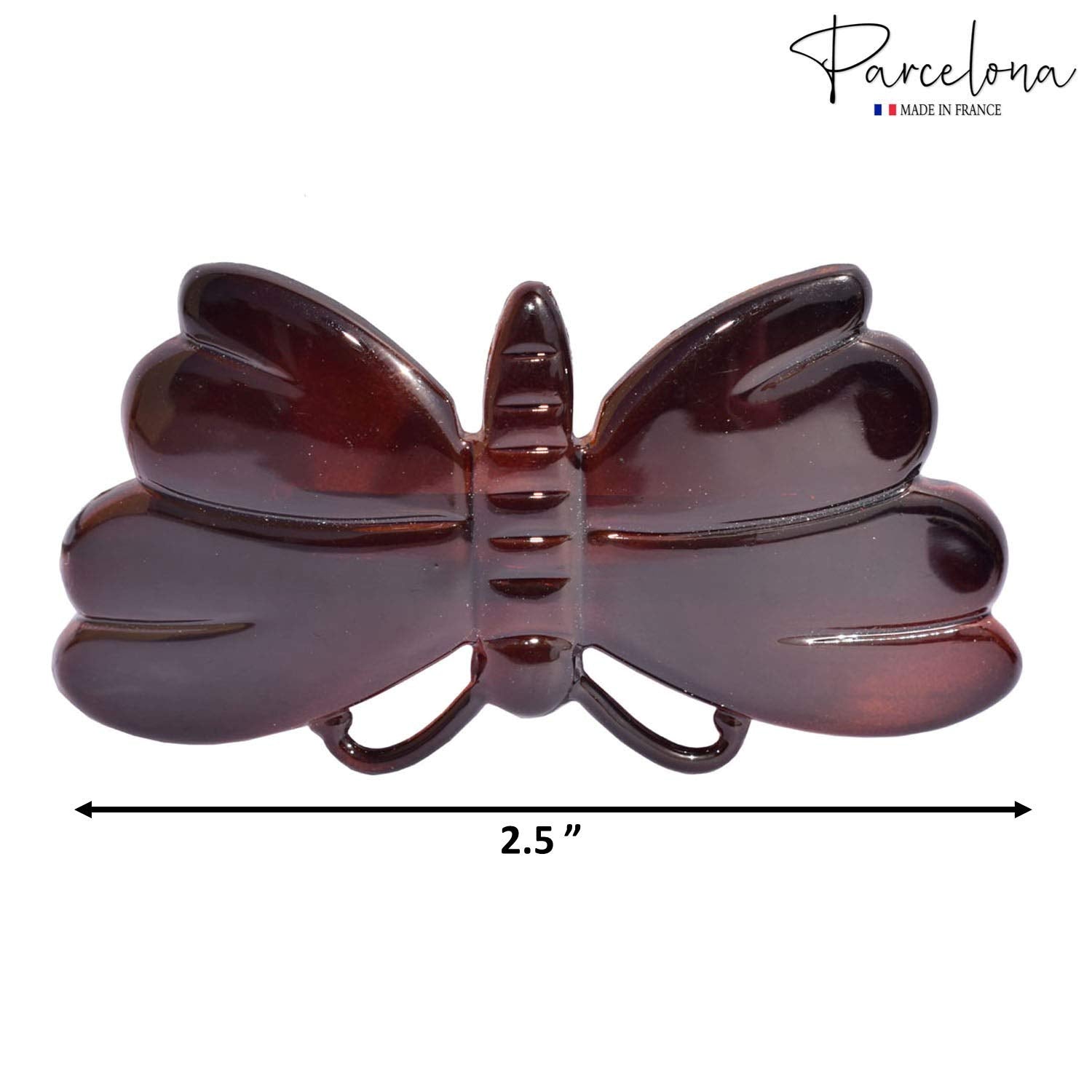Parcelona French Cute Butterfly Shell Small Set of 2 Hair Clip Barrettes