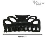 Parcelona French Double Loop Large Black Claw Clip Clamp Clutcher 4.25 Inches