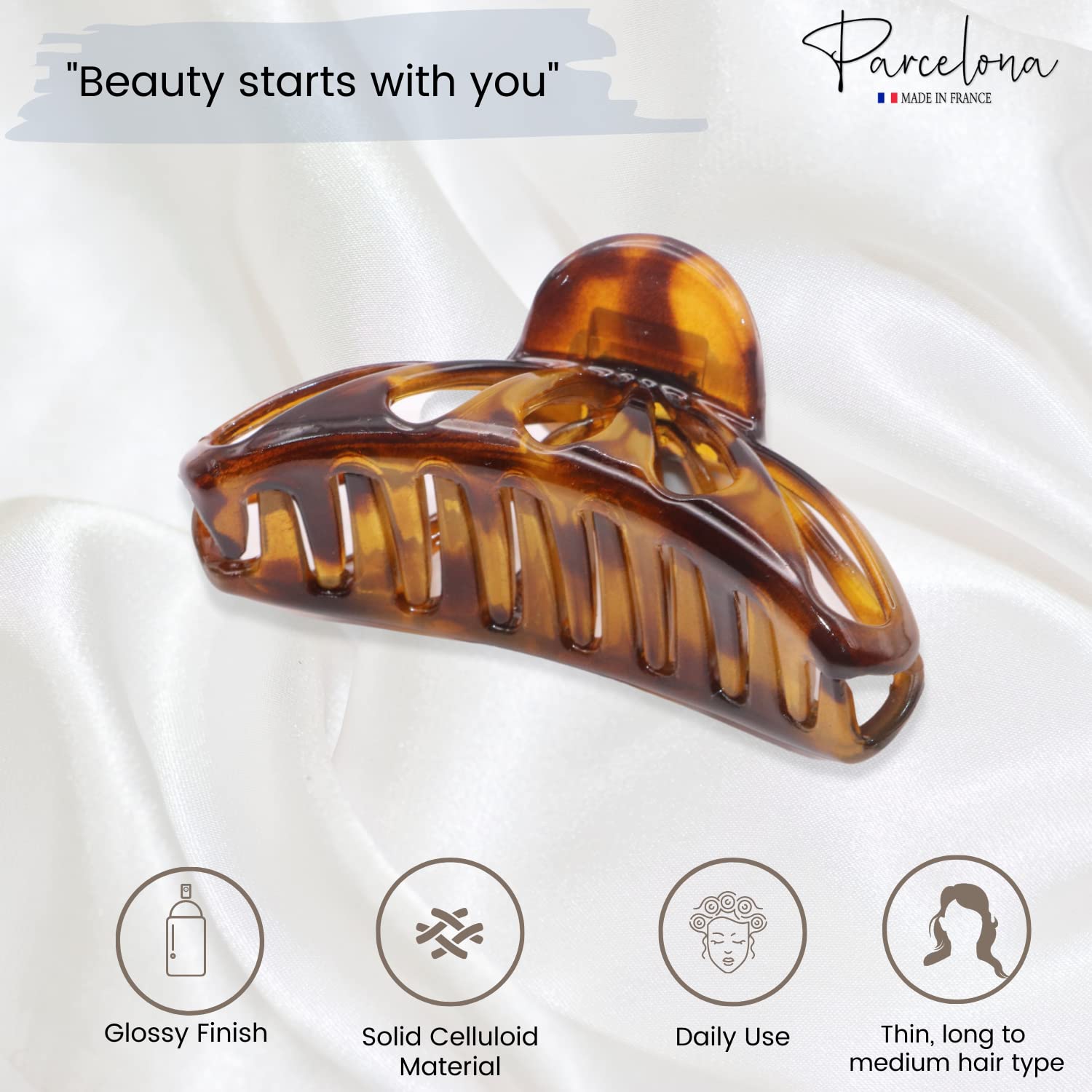 Parcelona French Rain Drop Small 2 3/4" Cellulose Jaw Hair Claw for Women
