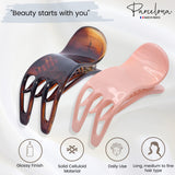 Parcelona French Simply Bear Paw Medium 3” Celluloid Set of 2 Hair Claw Clips