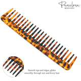 Parcelona French Wide Tooth Rake Leopard Pattern Large Celluloid Hair Detangling