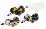 French Amie Cupid Hearts Small 2.5” Handmade Celluloid Set of 4 Side Slide Snap