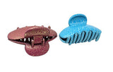 Parcelona French Clamp Matte Pink and Blue Small Crackled Pattern Claw Clips