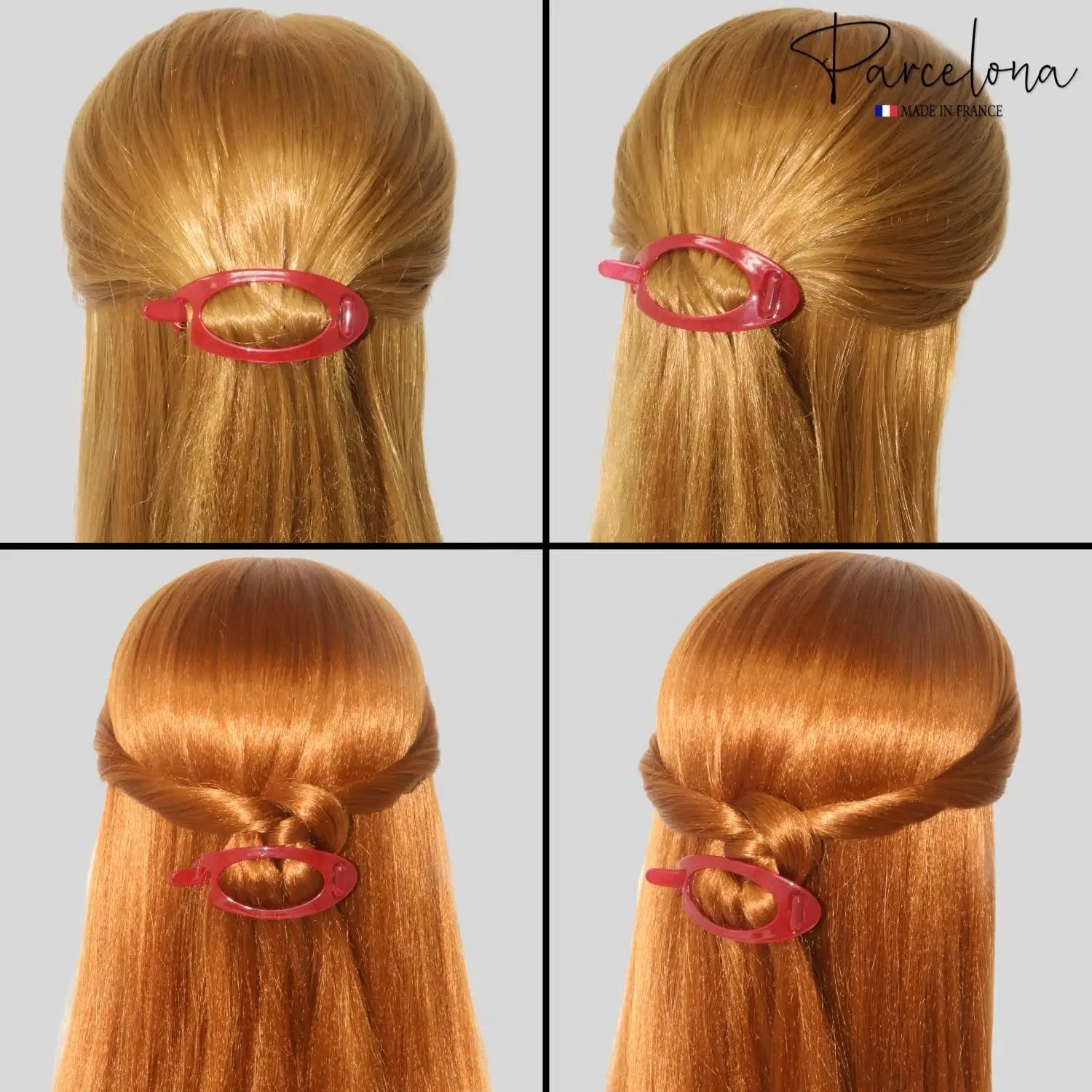 Parcelona French Plain Oval Small Cellulose Metal Free Hair Barrette for Women
