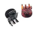 Parcelona French Button Small Black Shell Brown Jaw Hair Claw  Clip 2 Pieces
