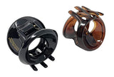 Parcelona Round Small Shell & Black Pony Jaw Hair Claw Clip with Covered Spring