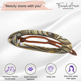 French Amie Oval Cut Out Small Handmade Celluloid Snap Hair Barrette for Women