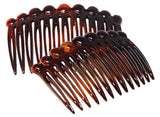 Parcelona French Circles Edge Shell Small Celluloid Set of 2 Side Hair Combs