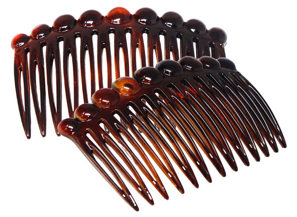 Parcelona French Circles Edge Shell Small Celluloid Set of 2 Side Hair Combs