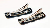 Parcelona French Knotted Bow Shell N Black Small Hair Barrettes